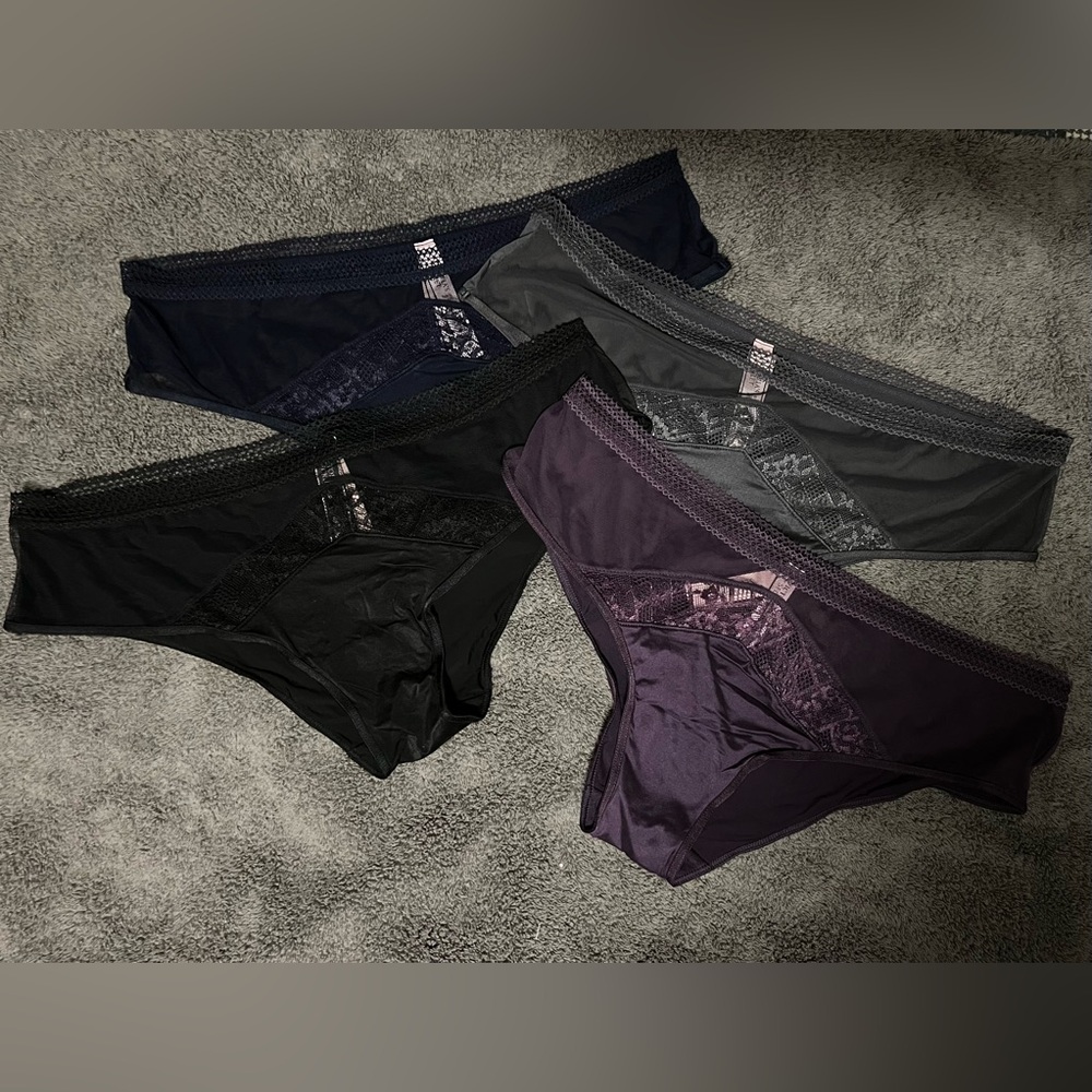 NWT, 4 pair Victoria’s Secret, size large, Body By Victoria hipphugger panties